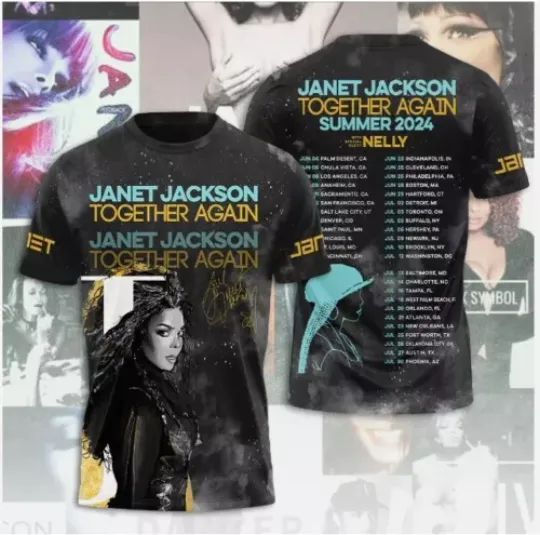Discover Janet Jackson Together Again Tour 2024 3D Print T-Shirt For Men Women