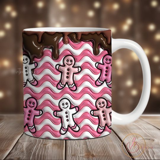 Discover Christmas 3D Mug Wrap PNG, Inflated Mug