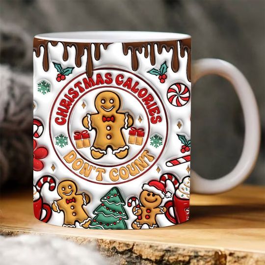 Discover 3D Christmas Calories Don't Count Inflated Mug Wrap