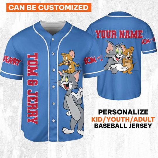 Discover Personalize Tom & Jerry Awesome Blue Style Baseball Jersey