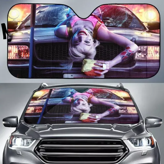 Discover Harley Quinn Car Windshield Sun Visor SUV Summer UV Block Sun Shade