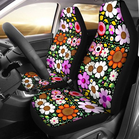 Discover Floral Pop Art Flowers Car Seat Cover