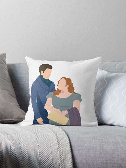 Discover Colin and Peneloppe Bridgerton Portraits Throw Pillow