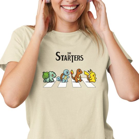 Discover The Starters Poke, Abbey Road Pokes Crossover Tee, Pika Pika Shirt