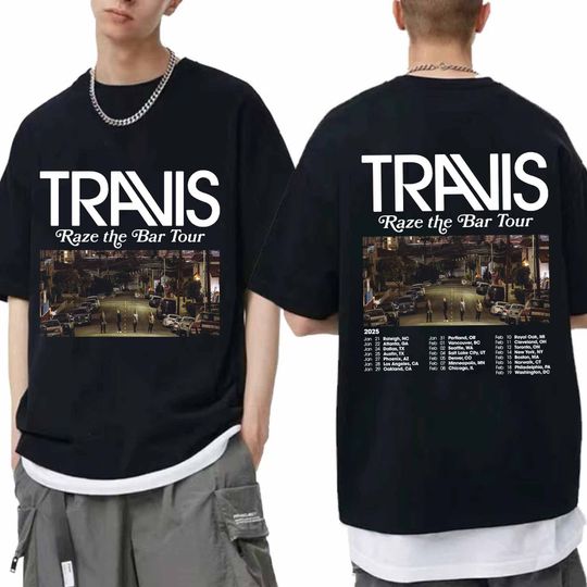 Discover Travis - Raze The Bar 2025 Tour Shirt, Travis Band Fan Shirt