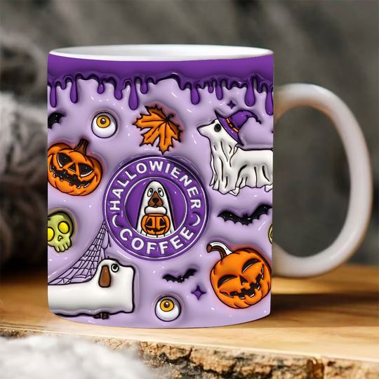 Discover 3D Halloween Dachshund Mug, 3D Dog Mom Puffy Mug, Dog Mom Gift