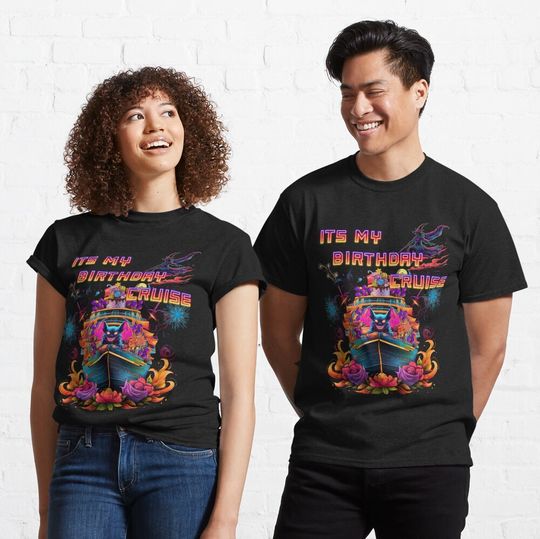 Discover CRUISE ITS MY BIRTHDAY CRUISE NEON WITCH BAT Classic T-Shirt