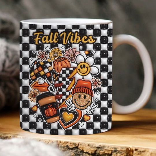 Discover 3D Fall Vibes Inflated Coffee Mug with Flowers