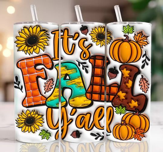 Discover 3D Fall Pumpkin Inflated Tumbler with Autumn Theme