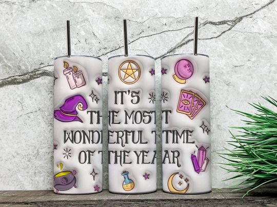 Discover 3D Inflated It's The Most Wonderful Time Of The Year 20oz Tumbler, 3D Halloween Puff Tumbler