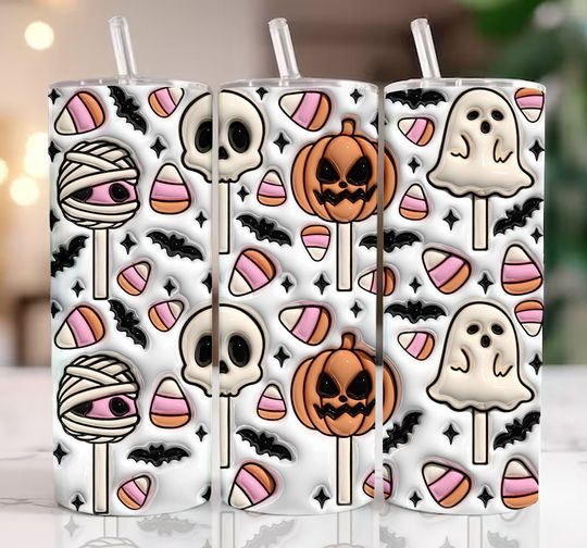 Discover Inflated Halloween Pumpkin Tumbler, 3D Halloween Ghost Tumbler