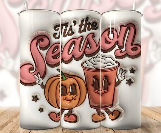 Discover 3D Inflated Tis The Season Tumbler, 3D Inflated Puff Halloween Pumpkin Tumbler