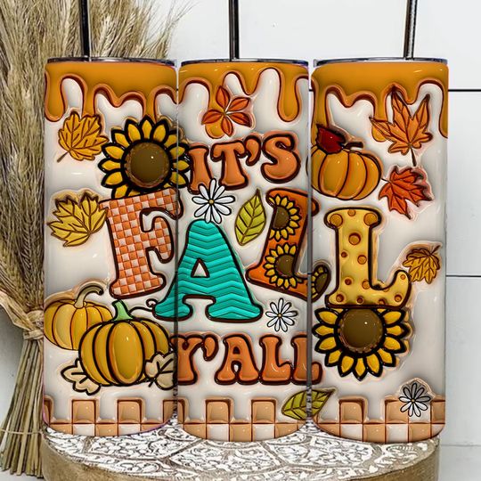 Discover 3D Fall Pumpkin Inflated Tumbler for Autumn