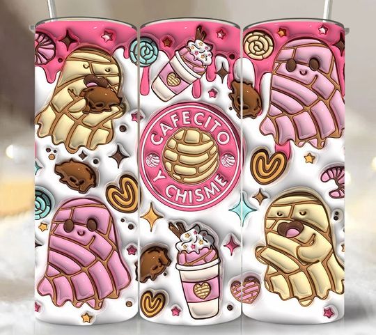 Discover 3D Spooky Conchas Inflated Tumbler, Mexican Pan Dulce Ghost Tumbler