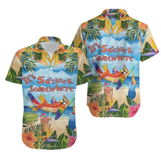 Discover Jimmy Buffett Parrot Somewhere Hawaiian Shirt