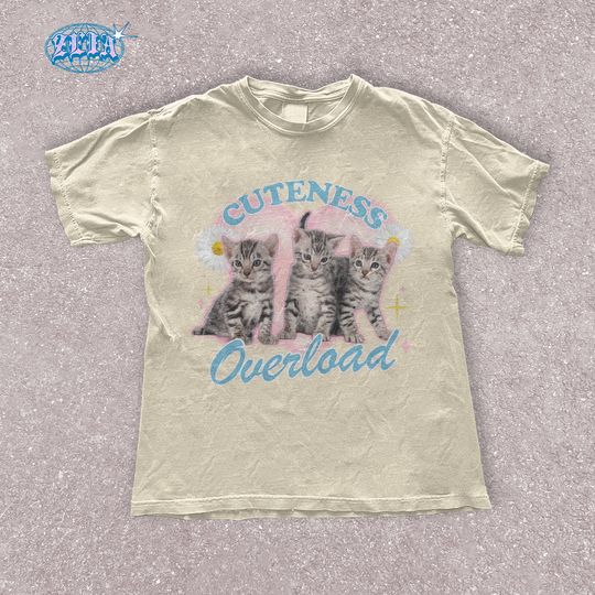 Discover Vintage Kittens Cuteness Overload Graphic Shirt for Cat Lovers Perfect Gift for Cat Mom or Dad
