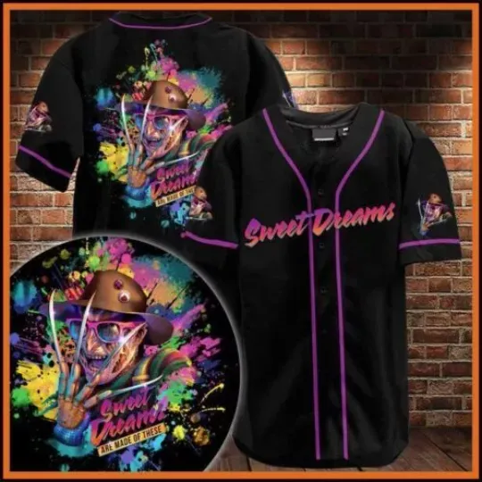 Discover Horror Freddy Krueger Sweet Dreams Halloween 3D Baseball Jersey Shirt