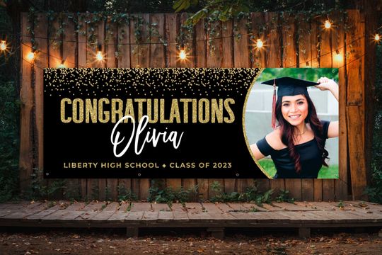 Discover Custom Graduation 2024 Banner Glitter Photo