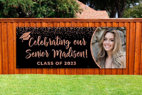 Discover Custom Graduation 2024 Banner with Glitter Photo, Gifts for her, for him
