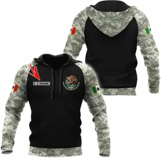 Discover Personalized Camo Mexico Eagle Mexican Hoodie 3D