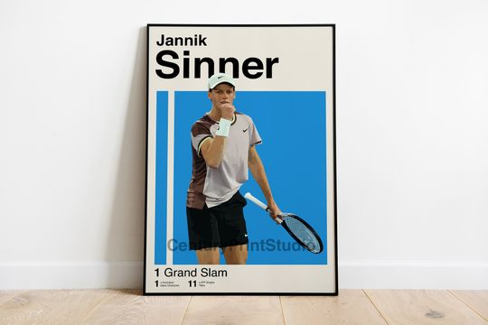 Discover Jannik Sinner Poster, 16 x 24 Tennis Print, Sinner Print, Tennis Gift
