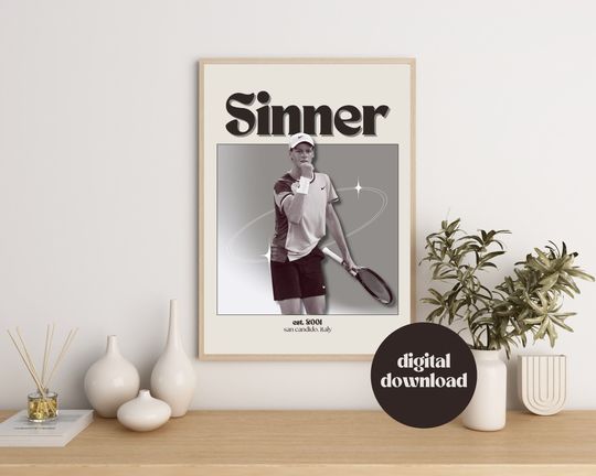 Discover Jannik Sinner Digital Wall Print / Abierto de Australia / Jannick Sinner Deco