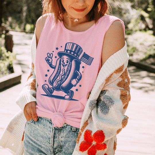 Discover Funny 4th of July Shirt Hot Dog Tank Top for Women  Patriotic for Independence Day
