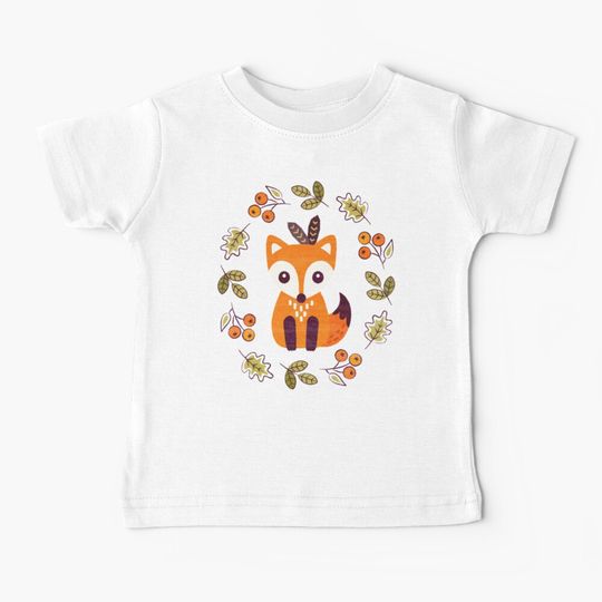 Discover Little Fox with Autumn Berries Baby T-Shirt