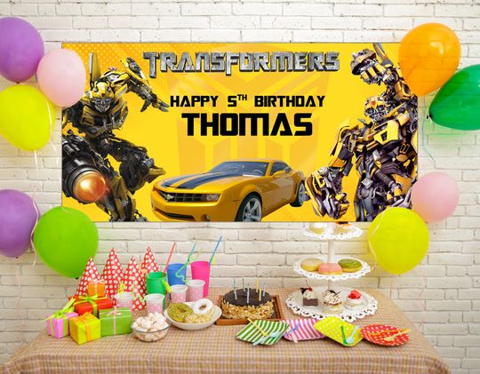 Discover Transformers Birthday Party Backdrop, Bumblebee AOP Banner