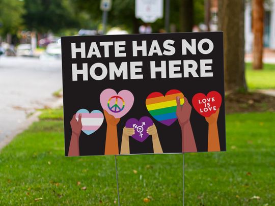 Discover Hate Has No Home Here Yard Sign | Double Sided