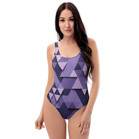 Discover Women's Purple Abstract One-Piece Swimsuit, Chlorine-Resistant Swimsuit