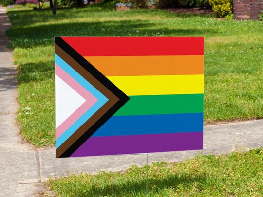 Discover Pride Flag Yard Sign | Double Sided