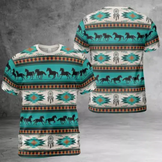 Discover Native American Horse Pattern 3D All Over Print T-Shirt