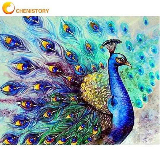 Discover Peacock DIY Oil Painting By Numbers Kits