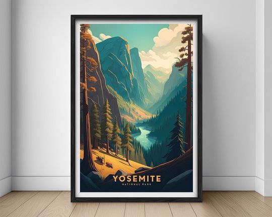 Discover Yosemite Park Travel Art Print - Vintage Poster