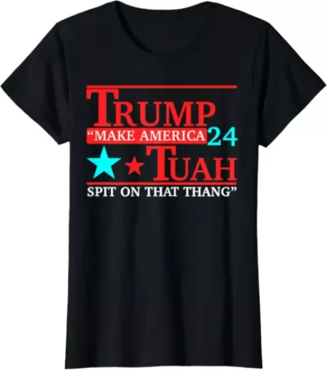 Discover 24 Trump Hawk Tuah Funny Viral Humor Meme Video Ladies' Crewneck T-Shirt
