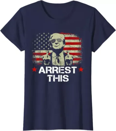 Discover Trump Arrest This 2024 Felon Funny Political Ladies' Crewneck T-Shirt