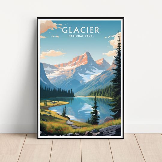 Discover Glacier National Park Travel Poster, Glacier National Park Wall Art