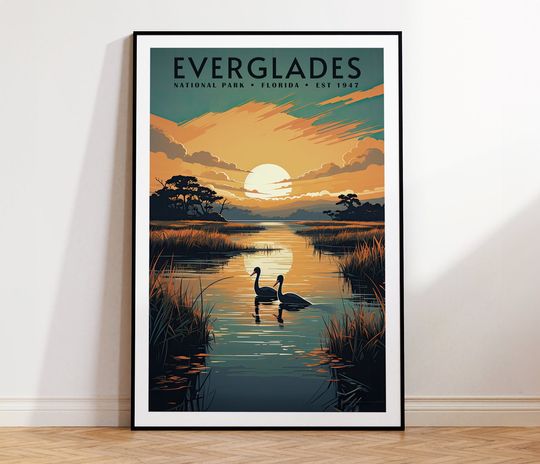 Discover Everglades National Park Vintage Travel Poster, Print at home