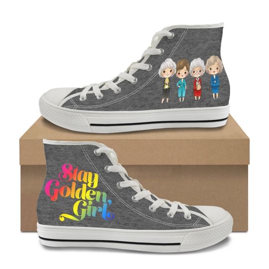 Discover Stay Golden Stay Golden, Girl Dark Heather Grey High Top Canvas Sneakers