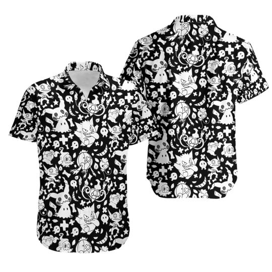 Discover Gengar Mimikyu Hawaiian  Button Up Shirt Gengar Shirt