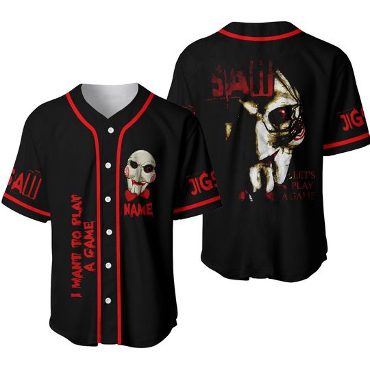 Discover Personalized Saw Jigsaw I Want To Play A Game Halloween Baseball Jersey