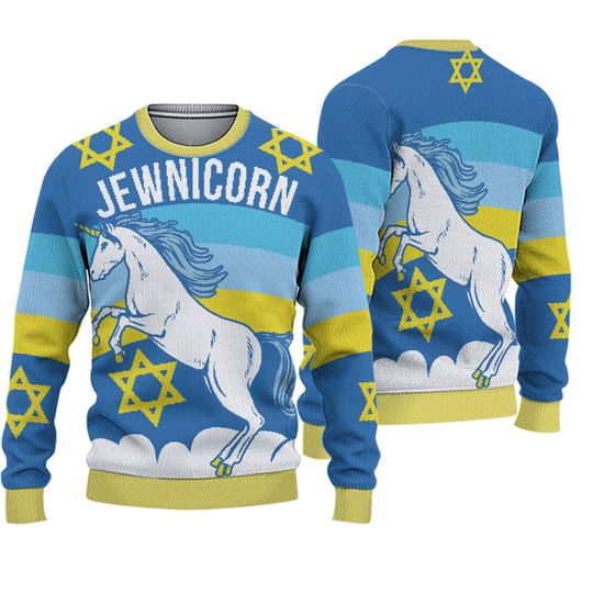 Discover Ugly Christmas Sweater,  Gift For Christmas Party, Jewnicorn with the Star of David