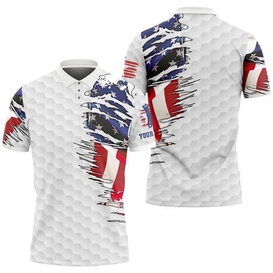Discover Couple Golf USA Flag Polo Shirt