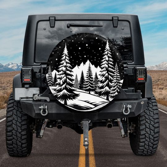 Discover Pine Trees On A Snowy Night Spare Tire Cover