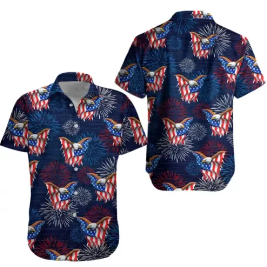 Discover Patriotic 4th Of July Button Up Short Sleeve Hawaiian, Independence Day Shirt