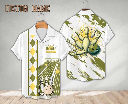 Discover Personalized Bowling Hawaiian Shirt, Custom Name Bowler Button Down Shirt