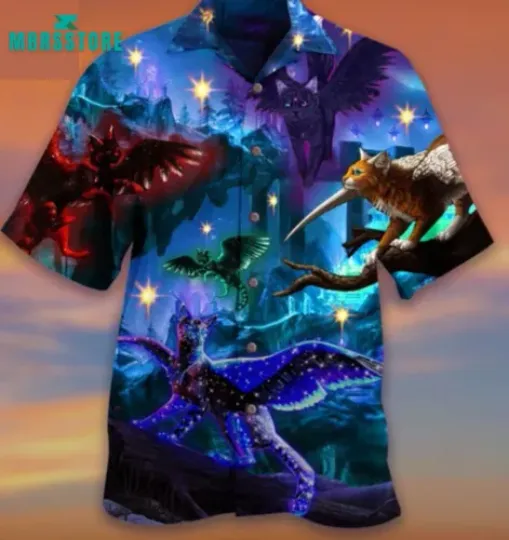Discover Cats Fly Love Dark Father’s Day Cat Vintage 3D Hawaii Shirt