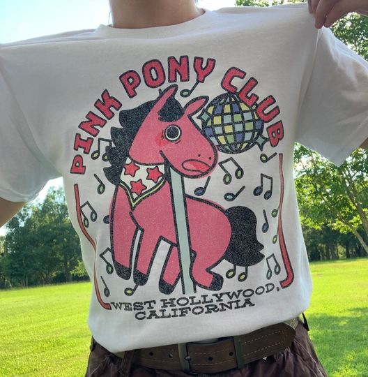 Discover Pink Pony Club Glitter T Shirt / Cute Funny West Hollywood California