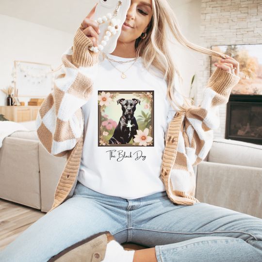 Discover TTPD The Black Dog Floral Tshirt for Dog Mom, Staffy Lover Tee